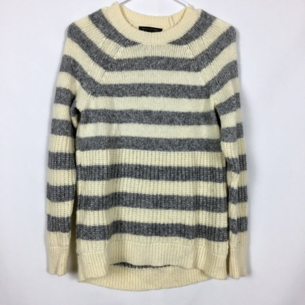Banana Republic Sweater Striped Gray Cream Wool